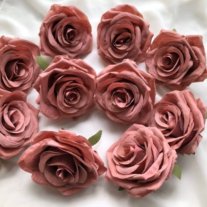Dusty Rose Flowers Head, Dusty Rose Wedding, Dusty Mauve/Pink Color Artificial Rose Heads , 9cm Flower Head, Faux flowers 10-100pcs