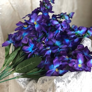 27.1inch Galaxy Orchids Turquoise Blue Silk Flowers Royal Blue Purple White for Bouquet Corsage Boutonniere Wreath Table Centerpiece Dcor image 5
