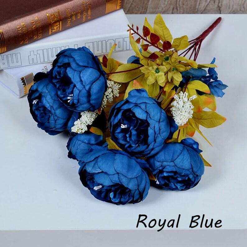 Vintage Artificial Peony Silk Flowers Bouquet Home Wedding Etsy