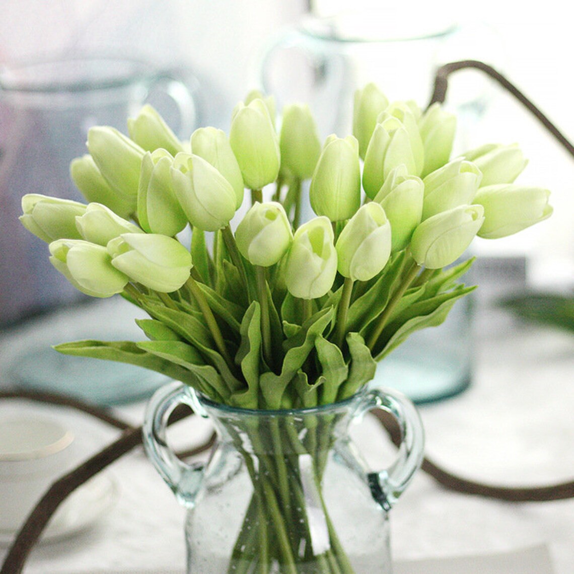Green Tulips PU Real Touch Tulip Bouquet 20pcs Tulips Etsy