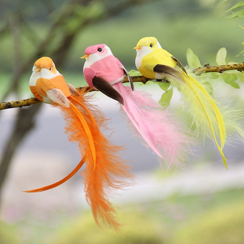 6pcs Artificial Pastel Craft Birds Fake Birds With Clip on Etsy