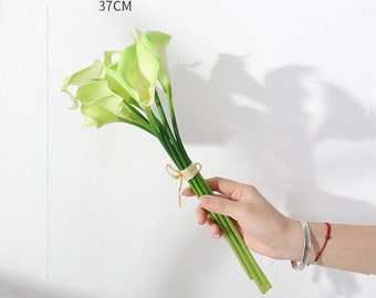 16pcs Calla Lily Bridal Wedding Bouquet Lataex Real Touch Artificial Flower Home Party Decor
