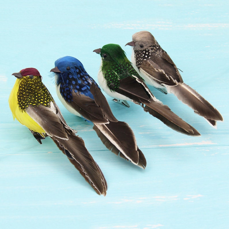 Lot De 5 Oiseaux Décoratifs ANBOO Avec Plumes Et Clip - Décoration Intérieur/extérieur - Multicolore - 10.5cm