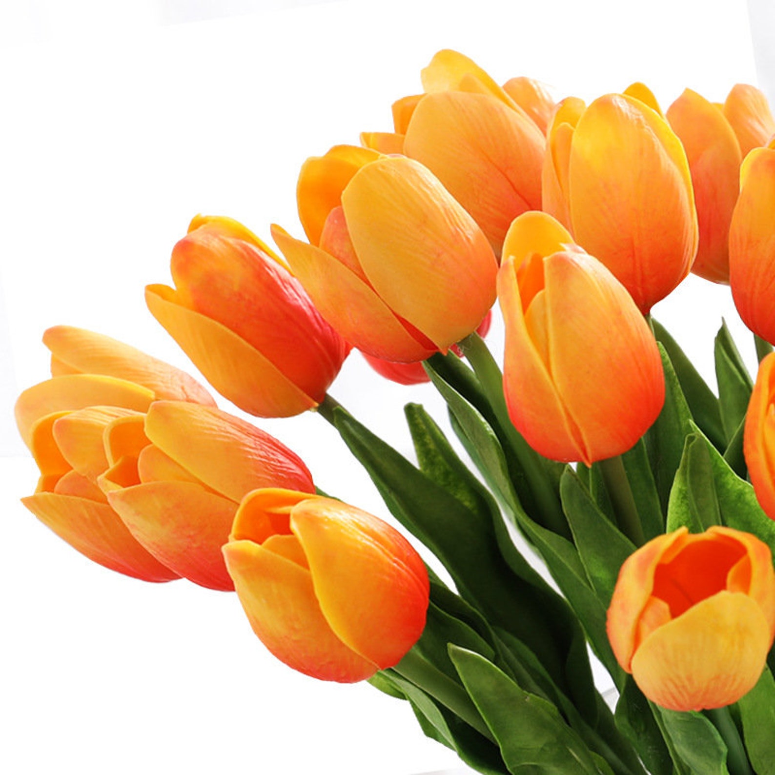 20Stems Real Touch Flowers Orange Tulips Bouquet Artificial Etsy