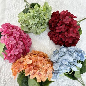 Artificial Fake Flowers Plants Silk Hydrangea Arrangements Wedding Bouquets Decorations Plastic Floral Home Kitchen Garden Party Festival
