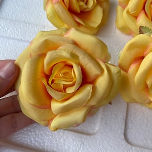 10-100pcs High Quality Yellow Silk Roses Artificial Flowers Yellow Wedding Flowers Faux Yellow Roses for Wedding Bouquets Arrangements DIY