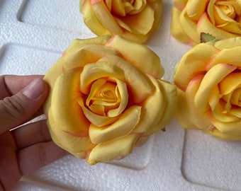 10-100pcs High Quality Yellow Silk Roses Artificial Flowers Yellow Wedding Flowers Faux Yellow Roses for Wedding Bouquets Arrangements DIY