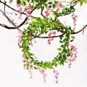 Wisteria Artificial Garland, 6FT Wisteria Silk Vine, Hanging Garland for Wedding Party Garden Outdoor Greenery Wall Decoration