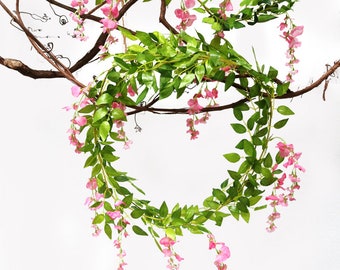 Wisteria Artificial Garland, 6FT Wisteria Silk Vine, Hanging Garland for Wedding Party Garden Outdoor Greenery Wall Decoration