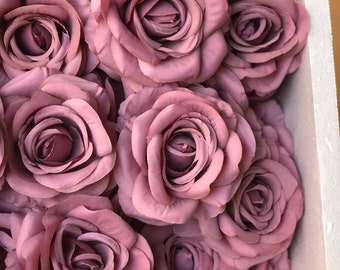 Mauve Flowers Head, Mauve Wedding, Dusty Mauve/Pink Color Artificial Rose Heads , 9cm Flower Head, Faux flowers 10-100pcs