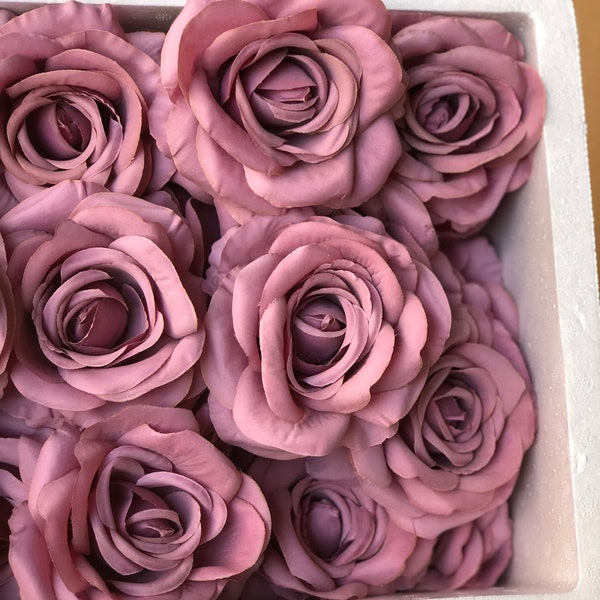 Mauve Flowers Head, Mauve Wedding, Dusty Mauve/Pink Color Artificial Rose Heads , 9cm Flower Head, Faux flowers 10-100pcs
