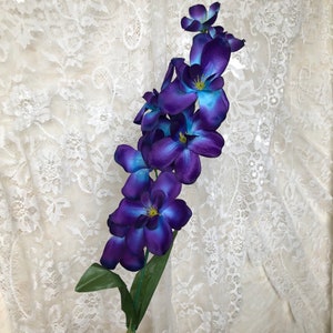 27.1inch Galaxy Orchids Turquoise Blue Silk Flowers Royal Blue Purple White for Bouquet Corsage Boutonniere Wreath Table Centerpiece Dcor image 3