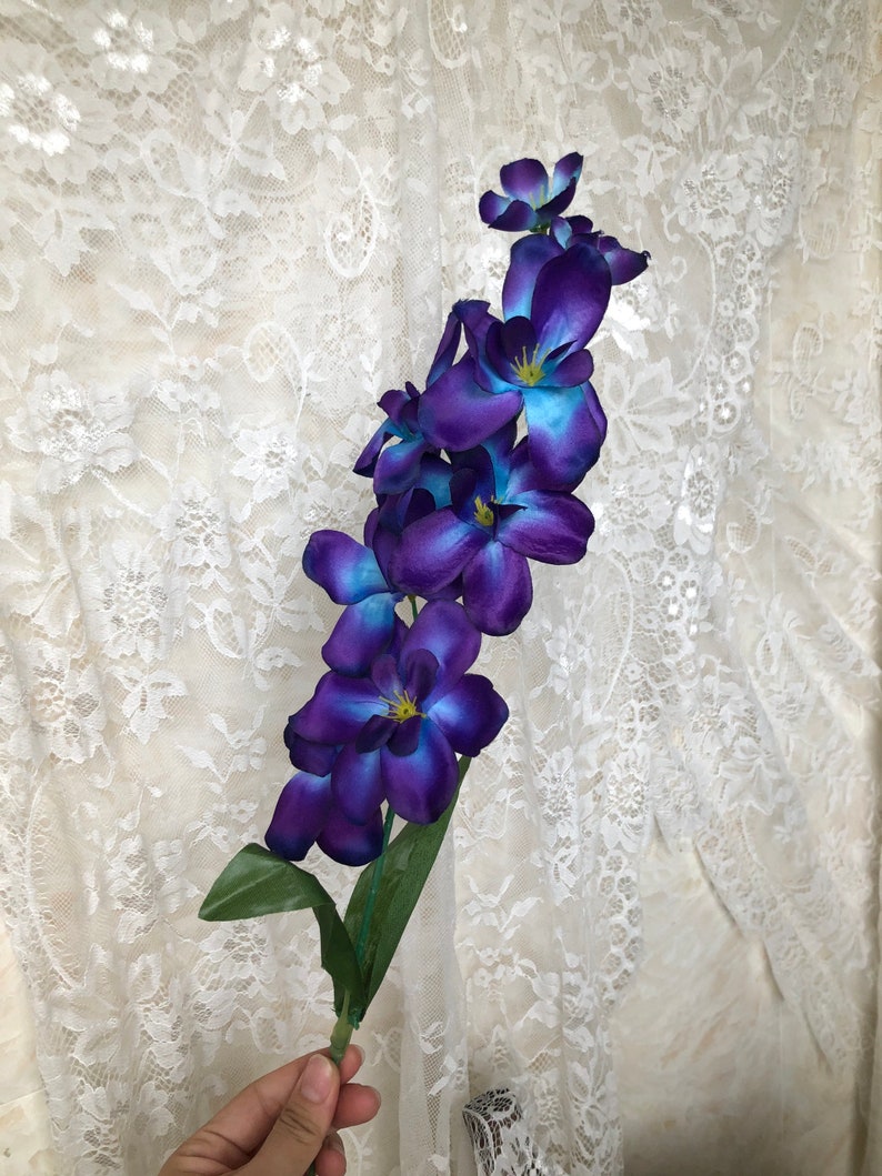 27.1inch Galaxy Orchids Turquoise Blue Silk Flowers Royal Blue Purple White for Bouquet Corsage Boutonniere Wreath Table Centerpiece Dcor image 3