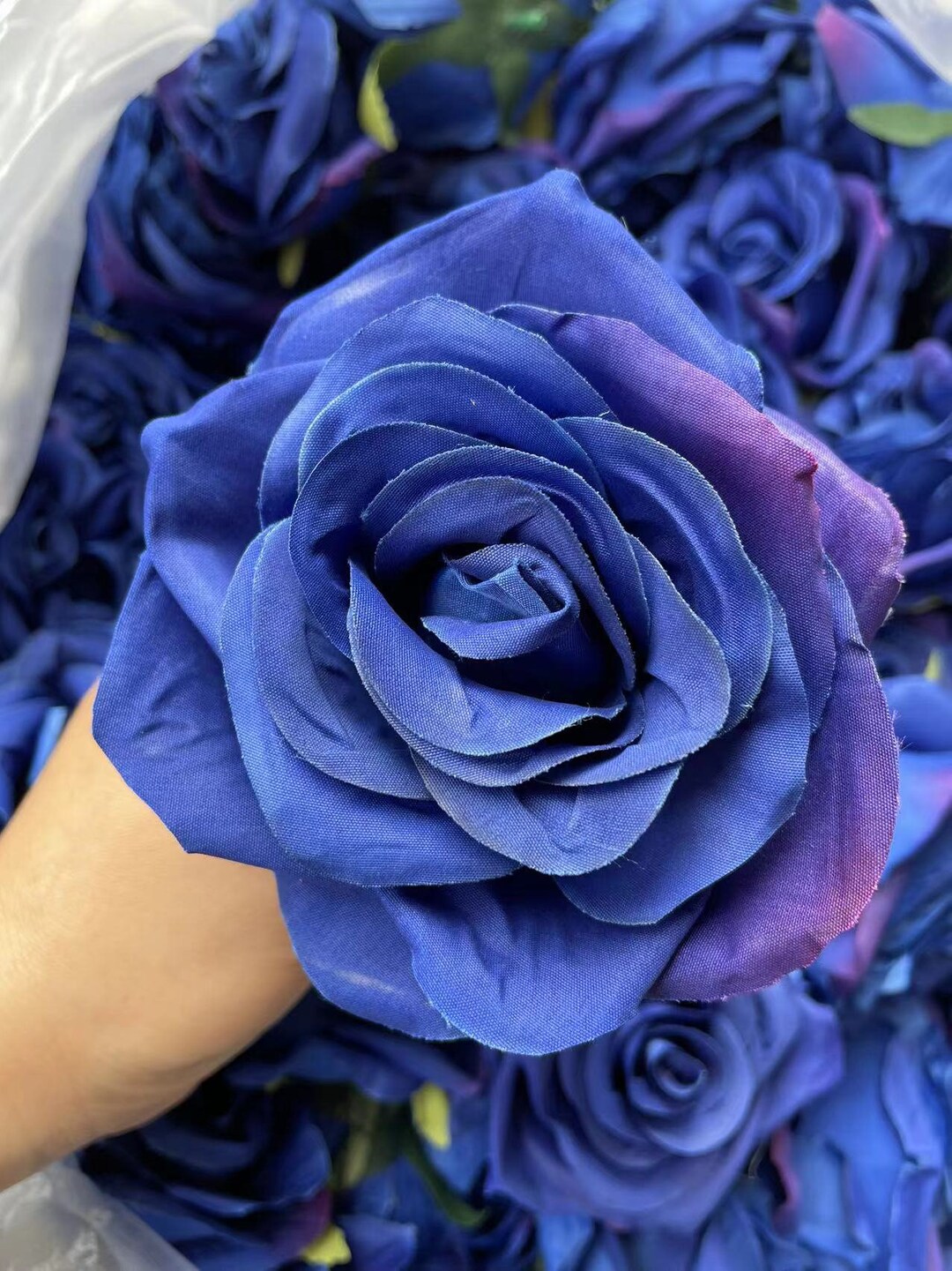 10pcs Royal Blue Silk Roses Head, Artificial Yellow Flowers Head ,royal