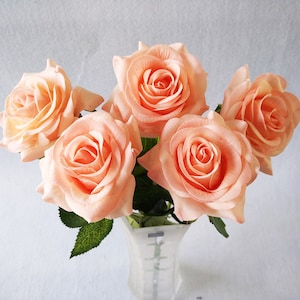 Real Touch Flowers Rose, Wedding Flowers Roses 20pcs Real Touch Fake Flowers for Wedding Decoration Reception Centerpieces - Champagne