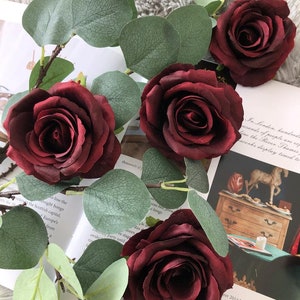 10-100pcs Burgundy Artificial Velvet Rose Flowers,Roses Head Only Flowers for DIY Wedding Bouquets Bridal Shower Party, Burgundy Wedding