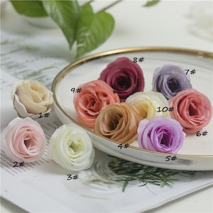 50-100pcs Artificial Rose,5cm Small Size Flowers Ivory Faux Roses Head Only, High Quality Champagne Artificial Roses for Wedding Home Party