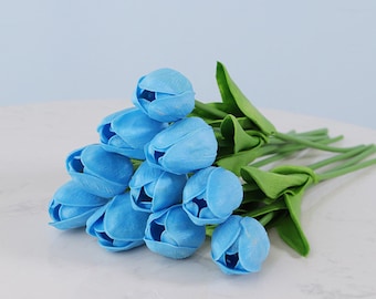 Bloemen voor bruiloft bruidsboeket bruiloft centerpieces decoratieve bloemen 20 blauwe tulpen real touch bloemen voor bruiloft CATA-YJW08