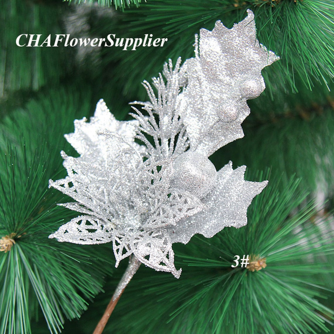 4pcs Artificial Christmas Stems 23cm Gold Powder Flowers Stems - Etsy