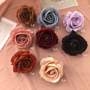 10pcs Artificial Rose Head, Velvet Toffee Flowers Head, Dusty Blue Wedding Flowers, Artificial Rose Heads , 9cm Flower Head, Faux Flowers