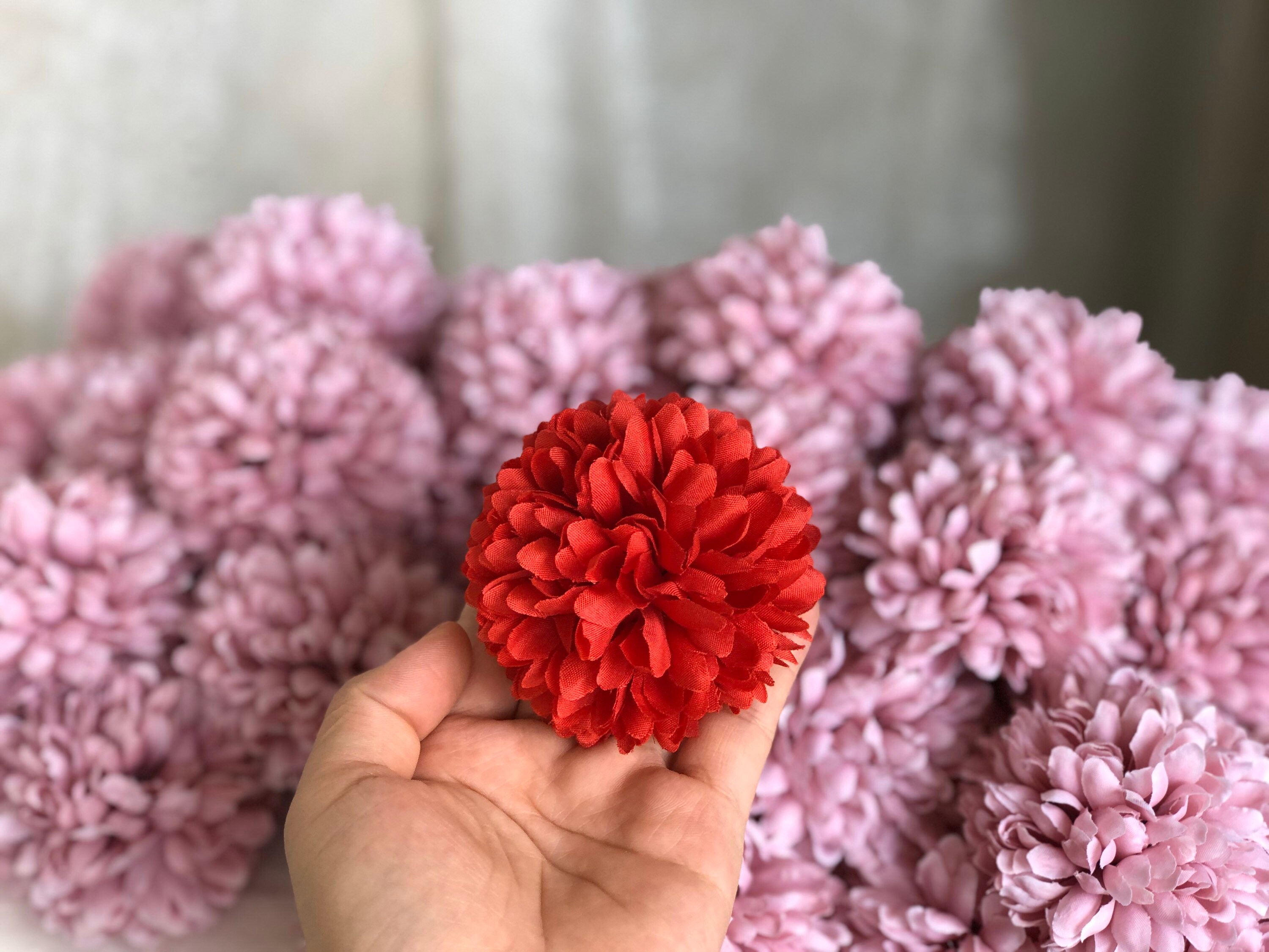Red Artificial Flowers Chrysanthemum Ball Flowers Head for Etsy UK