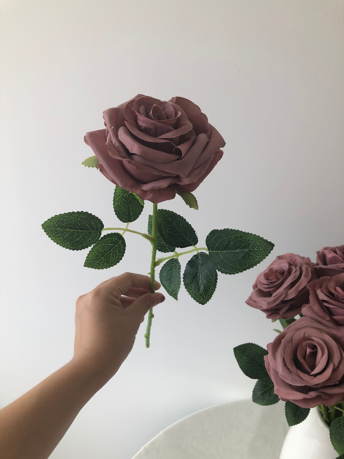 Dusty Rose Silk Flower Roses 10pcs Artificial Roses Long Stem Etsy