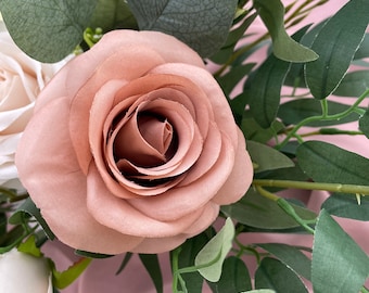 JUSMAI 12 rose artificiali fiori rosa polverosa fiori finti con steli lunghi fiori di seta per bouquet da sposa centerpici decorazioni per feste da sposa baby shower decorazioni per la casa