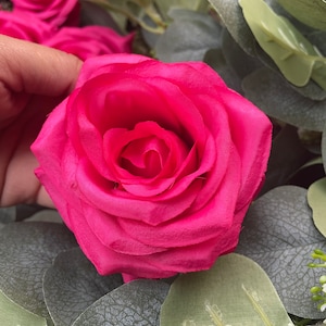 10-100pcs Wholesale Hot Pink Silk Roses Artificial Fake Silk Flowers Pink Flowers Head Only for Wedding Party Home Decor High Quality Roses