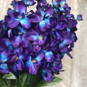 27.1inch Galaxy Orchids Turquoise Blue Silk Flowers Royal Blue Purple White for Bouquet Corsage Boutonniere Wreath Table Centerpiece Dcor image 4