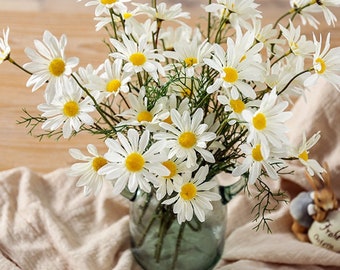 Artificial Flowers, Daisy Artificial Flowers for Home, Banquet, Wedding, Table Decor, Daisy Silk Flowers 10pcs