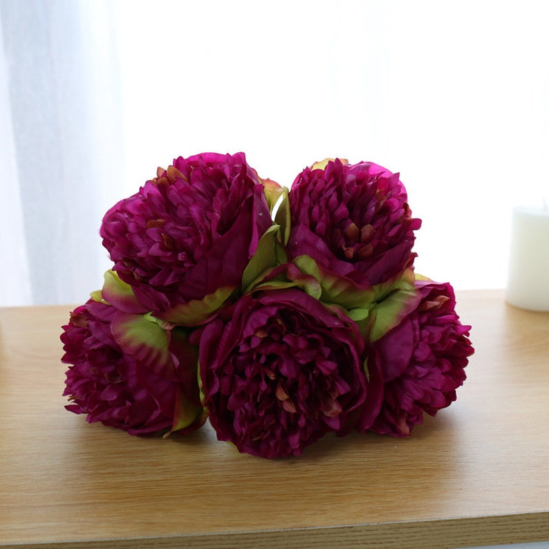 5 Heads Artificial Peonies Bouquet Silk Peony Bouquet Quality Etsy