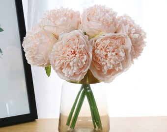 5 Heads Artificial Peonies Bouquet Silk Peony Bouquet Quality Wedding Flowers for Bridal Bridesmaids DIY Flowers Wedding Centerpieces