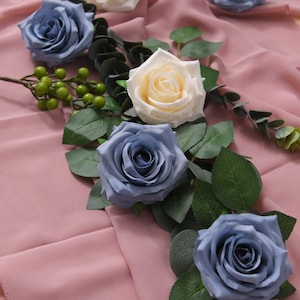 10-100pcs Artificial Flower Rose Dusty Blue Flower Heads for DIY Wedding Bouquets Centerpieces Arrangements Party Baby Shower Home