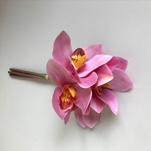 Real Touch Orchids Flowers, 1 Bunch Real Touch Flowers, Artificial Orchids Flowers for Wedding Home Party Office Decoration