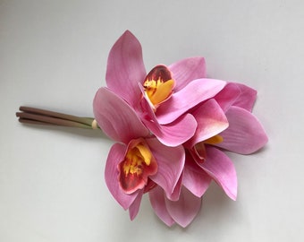 Real Touch Orchids Flowers, 1 Bunch Real Touch Flowers, Sztuczne Kwiaty Orchidei na Wesele Dom Impreza Biuro Dekoracja