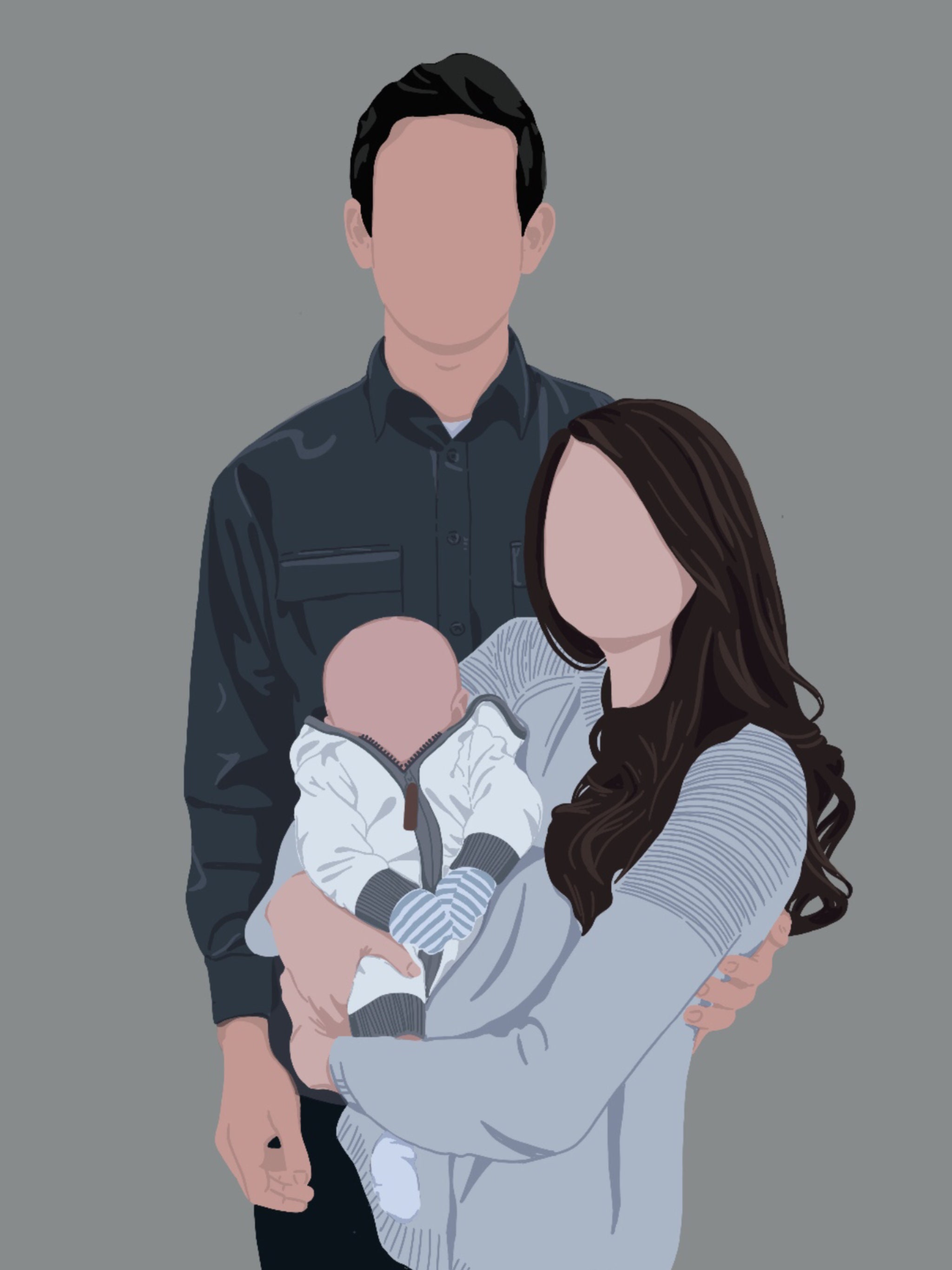 Minimalist Digital Family Portrait Etsy