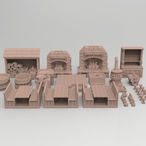 37pcs DnD Inn and Tavern Bar Miniature Terrainm Dungeons and Dragons, D&D, Pathfinder, Scatter Terrain, Wargaming, Tabletop, 28mm, 32mm