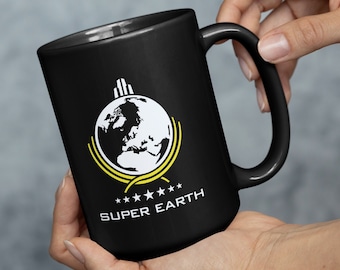 Helldivers 2 Super Earth Mug 11oz 15oz, Cup of Liber-Tea, Taste of Democracy, Birthday Gifts, Gifts for Him, Anniversary Gift, Wedding Gift