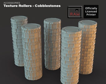 Cobblestone Rolling Pin Texture Rollers D&D Terrain | 28mm | 32mm | Dungeons and Dragons | DnD | Polymer Clay Pattern | Tabletop RPG