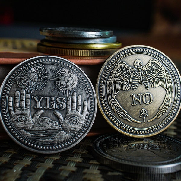 Decision Coin | Yes & No Metal Coin | Flip Coin | Dungeons and Dragons | DnD | Roleplaying Game | Metaphysical | Spirituality | Wicca