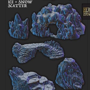 Ice and Snow Scatter D&D 28mm | 32mm Terrain | Dungeons and Dragons | DnD | Pathfinder | Starfinder | Tabletop RPG | Wargaming |