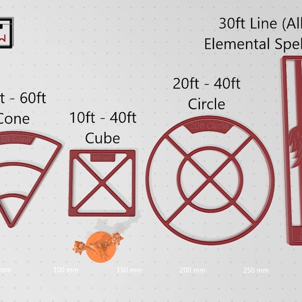 20pcs D&D AoE Spell Templates | Gauges | Area of Effect