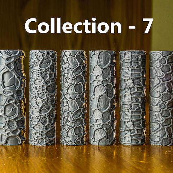 Textured Rollers Collection 7 Clay/ Foams D&D Terrain | 28mm | 32mm | Dungeons and Dragons | DnD | Polymer Clay Pattern | Tabletop RPG