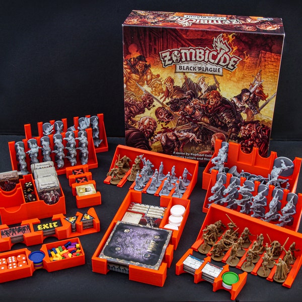 Zombicide Black Plague, Wulfsburg, and Kickstarter, Token & Card Organizer, Boardgames, Box Insert, Perfect for Sleeved Cards, Accessories