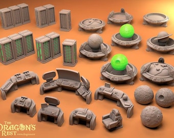 24pcs Headquarters Sci-Fi Scatter Terrain Set 28mm | 32mm | Dungeons and Dragons | DnD | Starfinder | Battletech | SW Legion | Wargaming