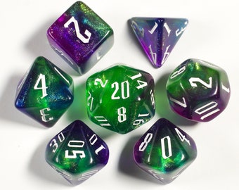 Acrylic Glitter Dice Set, Plague DnD Dice Set, Dungeons and Dragons, Role Playing Games, Polyhedral dice set, Gifts, Wedding Favors, GM Gift