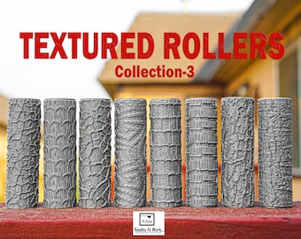 Textured Rollers Collection 3 Clay Foams D&D Terrain | 28mm | 32mm | Dungeons and Dragons | DnD | Polymer Clay Pattern | Tabletop RPG