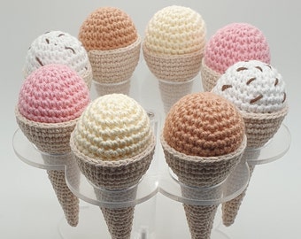 Ice cream cone + ice cream balls crochet pattern in German - PDF