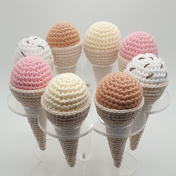 Ice cream cone + ice cream balls crochet pattern in German - PDF