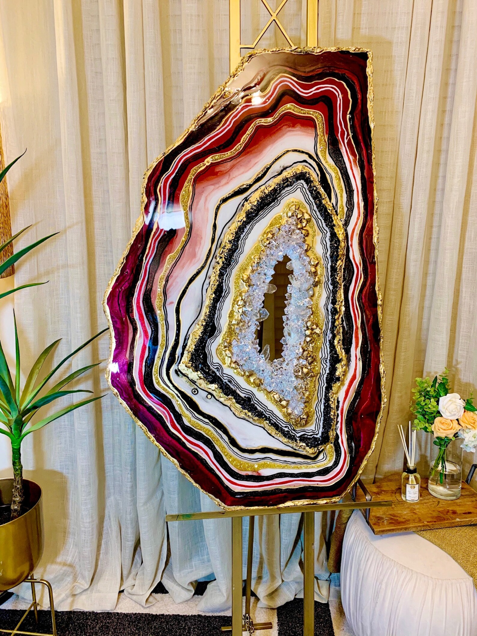 Large epoxy resin Geode slice resin wall art for home decor Etsy